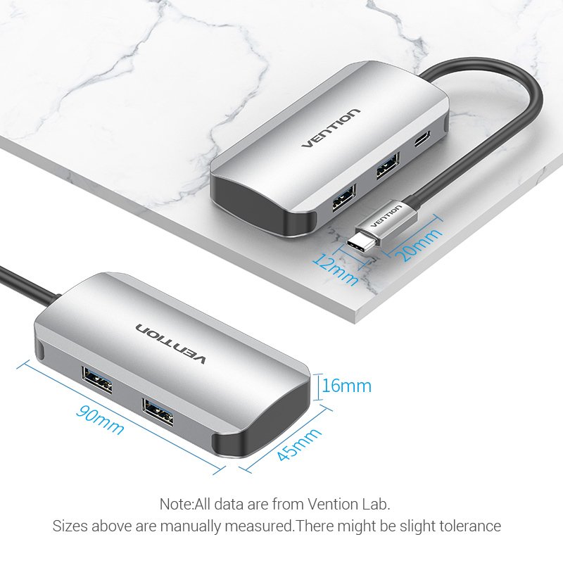 Vention TNBHB hub & concentrateur USB Type-C 5000 Mbit/s Gris