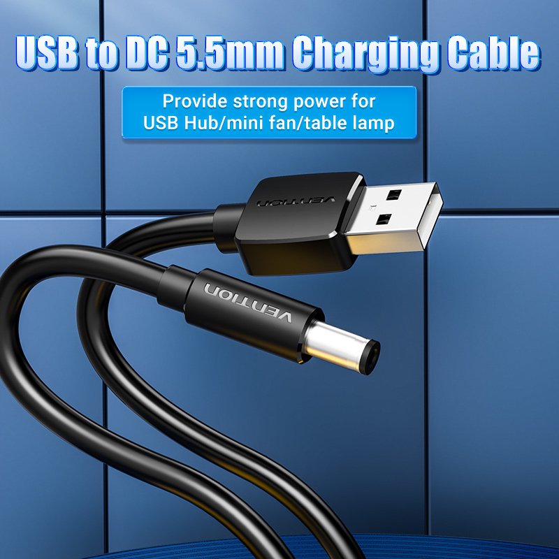 Vention CEYBF câble électrique Noir 1 m USB A DC 5.5mm