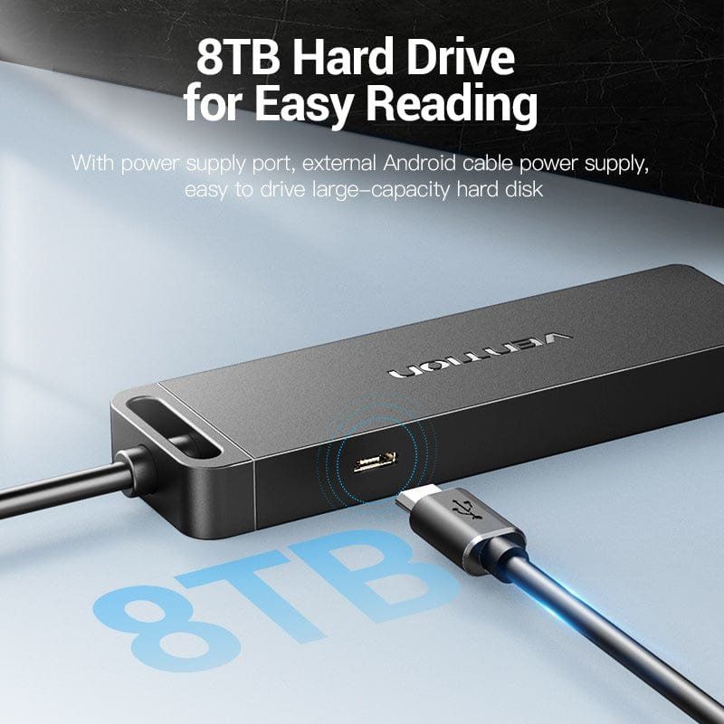 Vention 3-Port USB 3.0 Hub with Sound Card and Power Supply 0.15M Black