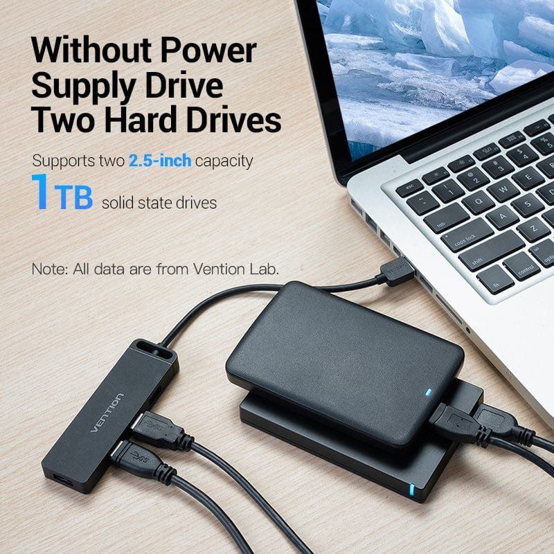 Vention 3-Port USB 3.0 Hub with Sound Card and Power Supply 0.15M Black