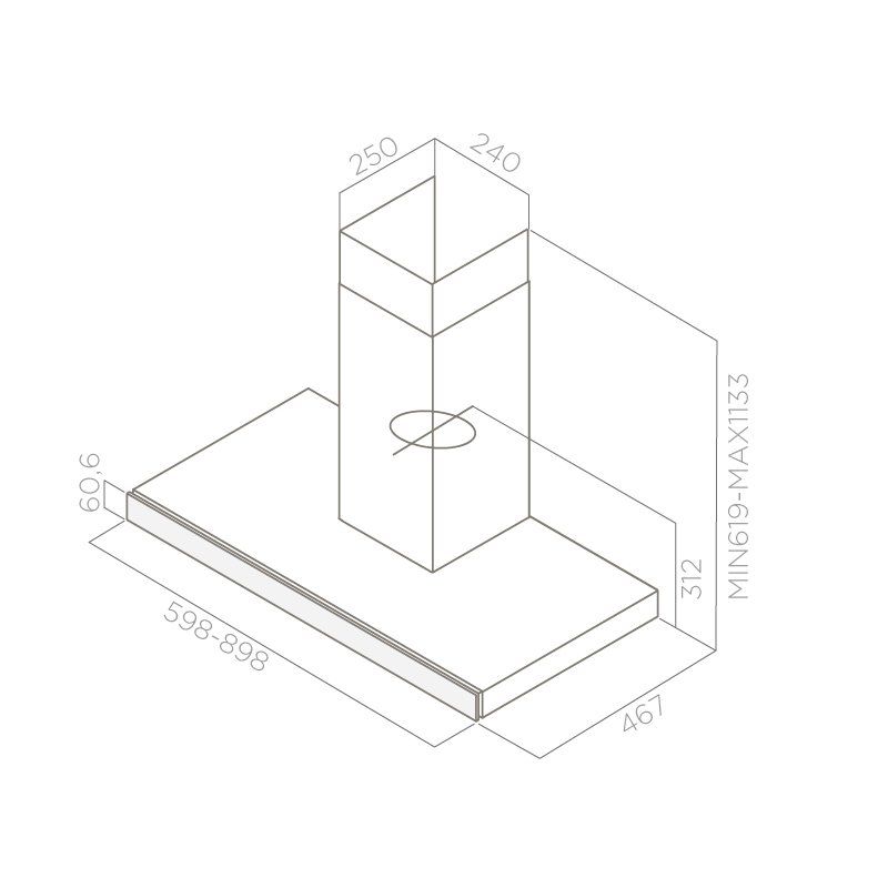 Elica PRF0104626 cooker hood Wall-mounted Black, Stainless steel 581 m³/h C