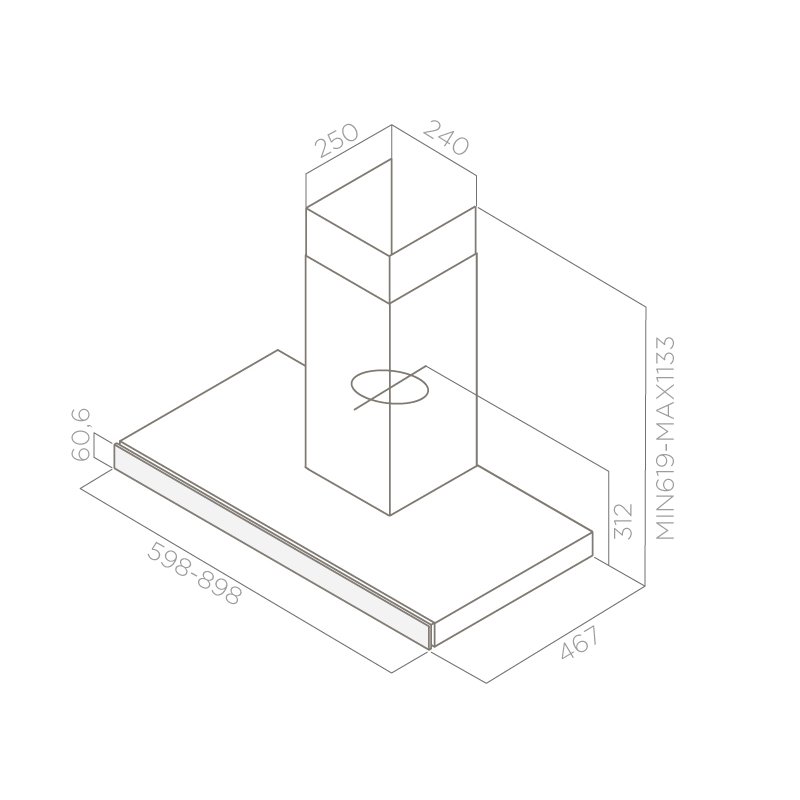 Elica PRF0104626 hotte Montée au mur Noir, Acier inoxydable 581 m³/h C