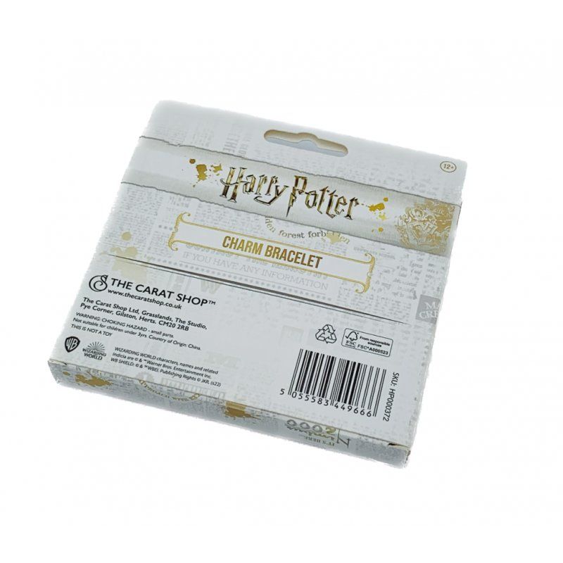 Harry Potter - Bracelet à breloques Charms argenté avec les reliques de la mort, Vif d'or et Voie 9 3/4 - 17cm
