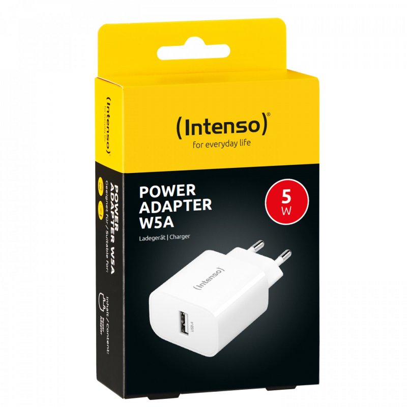 Intenso 1x USB-A Adapter weiß Universal White AC Indoor