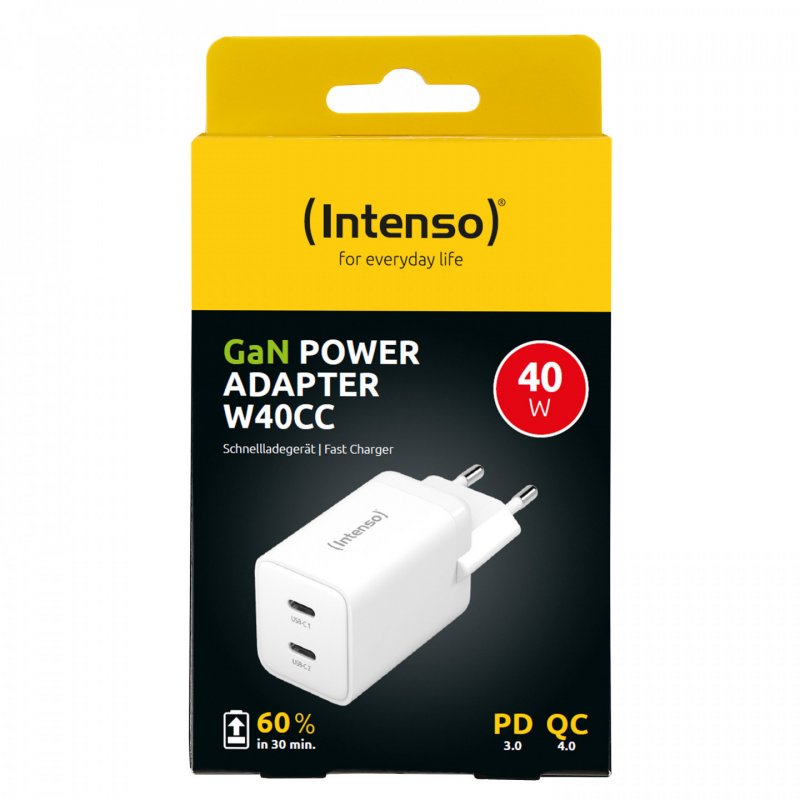 Intenso POWER ADAPTER 2XUSB-C GAN/7804012 Universal White AC Fast charging Indoor