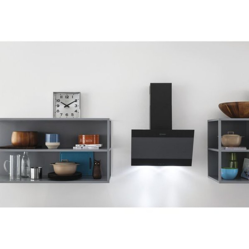 Indesit IHVP 6.6 LM K hotte Montée au mur Noir 647 m³/h B