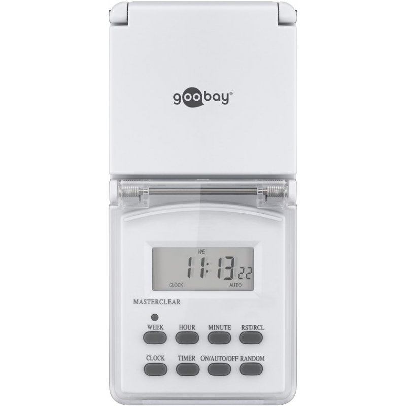 Goobay 2er-Set, Digitale Zeitschaltuhr IP44 für den Außenbereich Timer für Steckdose ermöglicht das Einstellen von