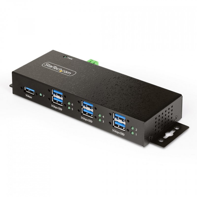 StarTech.com Hub USB 3.0 7 Ports avec 7x USB-A, Boîtier Industriel en Métal, Hub USB 7 ports avec Protection ESD,