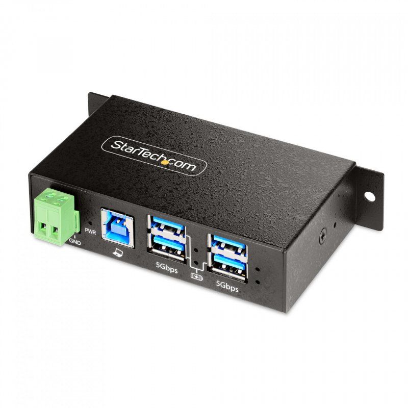 StarTech.com Hub USB 3.0 4 Ports avec 4x USB-A, Boîtier Industriel en Métal, Hub USB 4 ports avec Protection ESD,
