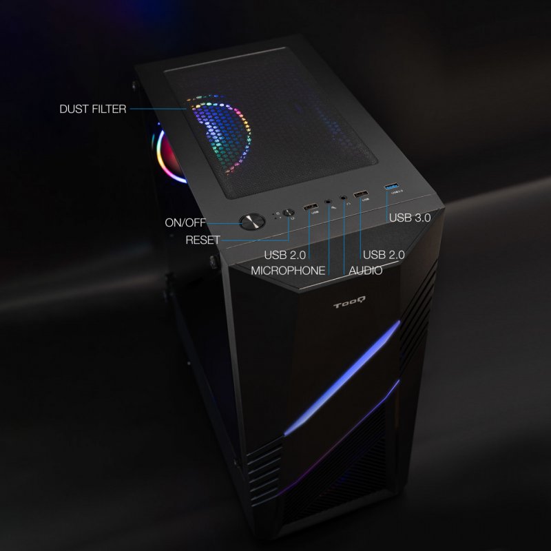 Boitier Moyen Tour ATX TooQ BioHazard TQGCC102 RGB avec panneau vitré (Noir)