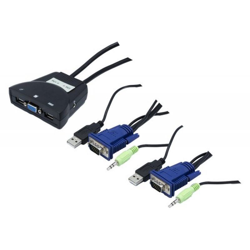 DEXLAN KVM inCable VGA/USB/HP 2 port