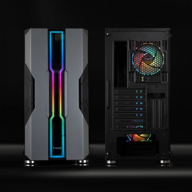 Boitier Moyen Tour E-ATX TooQ NightCity TQGCC103 RGB avec panneau vitré (Argent/Noir)