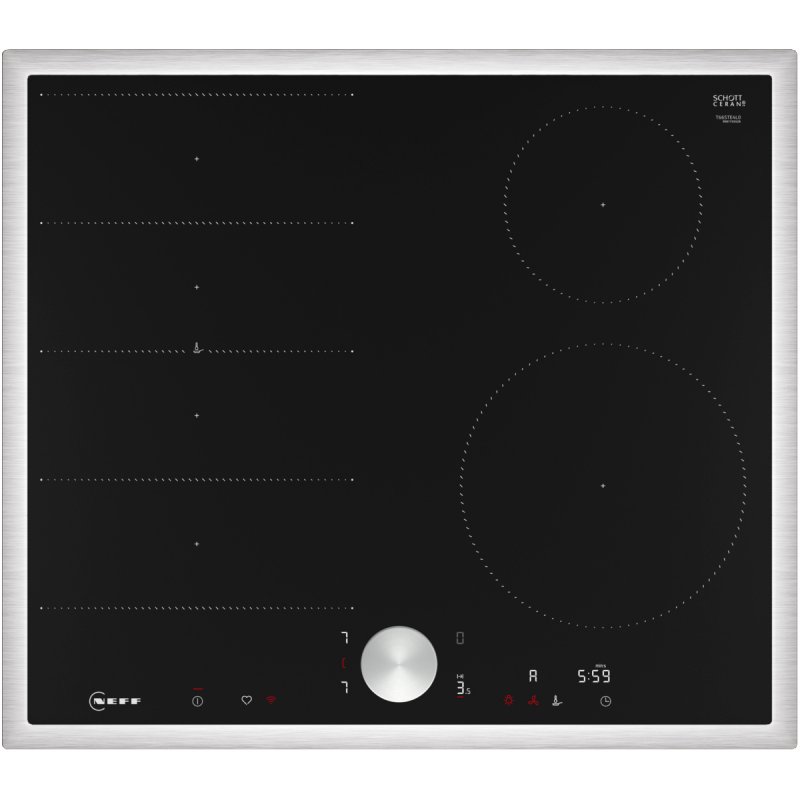 Neff T66STE4L0 hob Black, Stainless steel Built-in 60 cm Zone induction hob 4 zone(s)