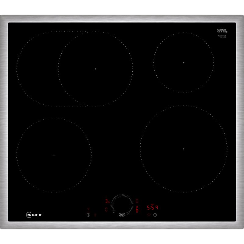 Neff T56SHF1L0 plaque Noir, Acier inoxydable Intégré 60 cm Plaque avec zone à induction 4 zone(s)