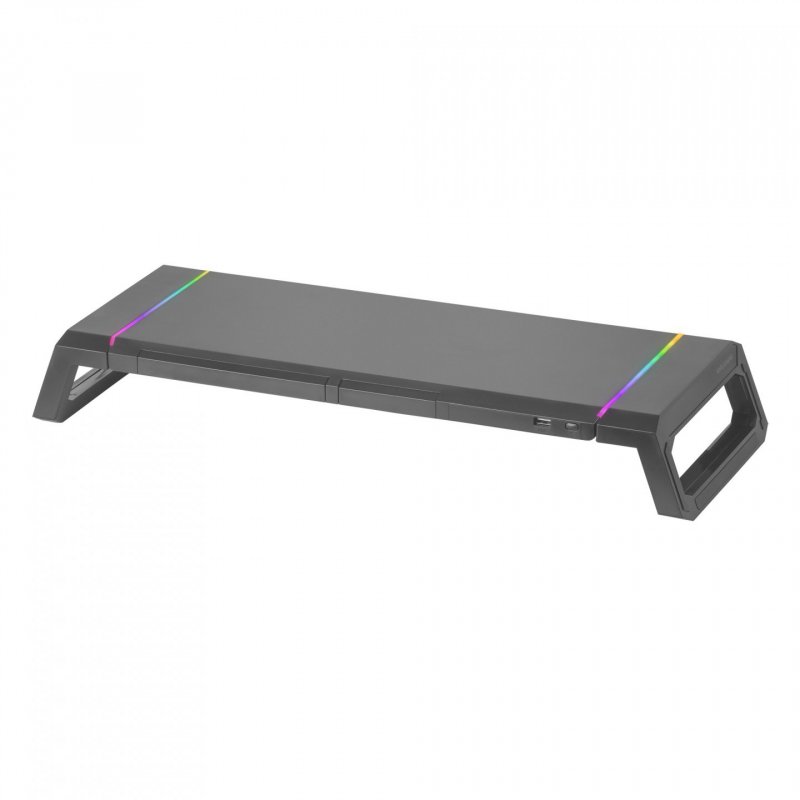 Mars Gaming MGS-ONE Black Chroma RGB Monitor Stand Adjustable Size Smartphone and Tablet Stand Front USB 2.0