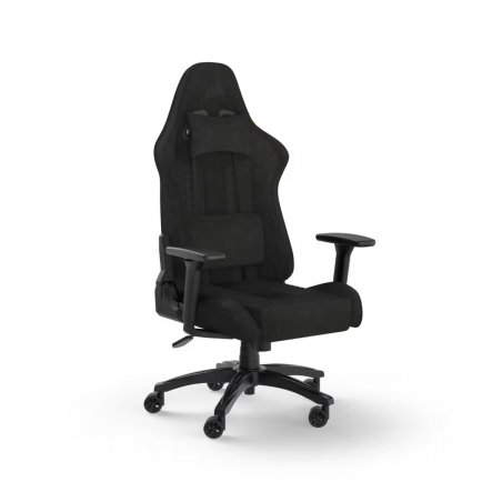 CORSAIR TC100 Relaxed Soft Fabric Gamingstuhl schwarz - Gaming Stuhl mit Lendenkissen und abnehmbaren Nackenkissen aus