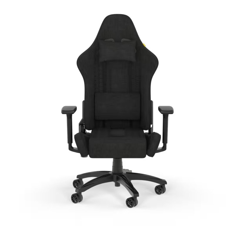 CORSAIR TC100 Relaxed Soft Fabric Gamingstuhl schwarz - Gaming Stuhl mit Lendenkissen und abnehmbaren Nackenkissen aus