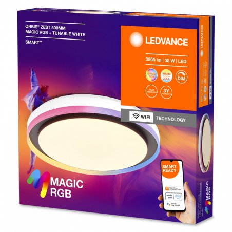 Ledvance - SMART Orbis Zest Magic - 3800lm, 38W, WiFi, RGB 827-865, 500mm Black/White