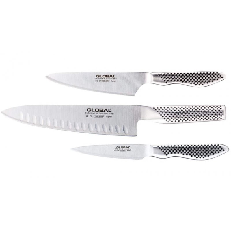 Global - Classic 3 Piece Knife Set with Fluted Cooks Knife (G-773889)