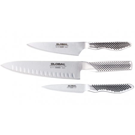 Global - Classic 3 Piece Knife Set with Fluted Cooks Knife (G-773889)