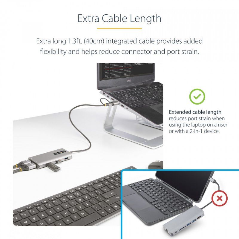 StarTech.com Adaptateur Multiport USB-C avec Dongle USB-C vers USB-A, Double HDMI (4K30Hz/1080p60Hz), 3x USB-A 5Gbps,