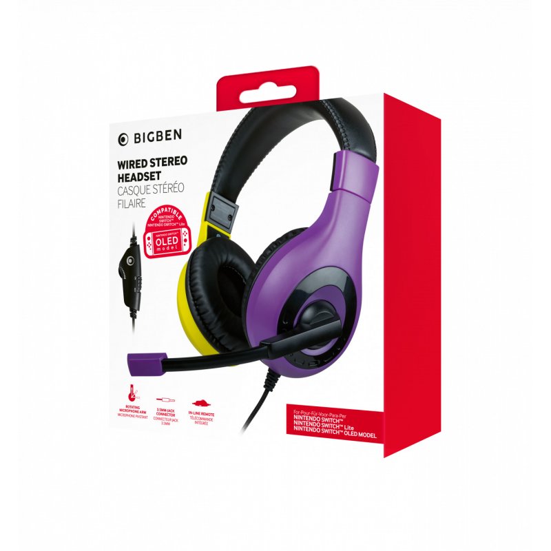 BigBen Interactive Stereo Gaming Headset V1 - Purple Yellow (Switch)