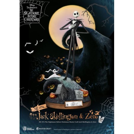 L'Étrange Noël de monsieur Jack statuette Master Craft Jack Skellington & Zero 39 cm