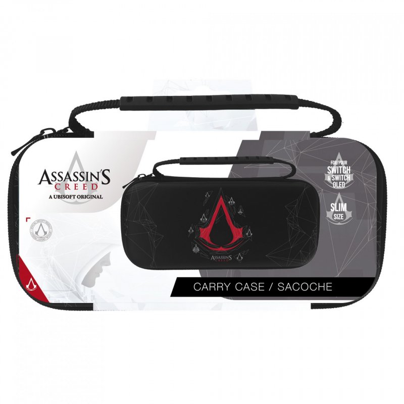 Assassin's Creed - Sacoche de transport Slim - Noire - Modèle Emblèmes pour Nintendo Switch et Switch OLED