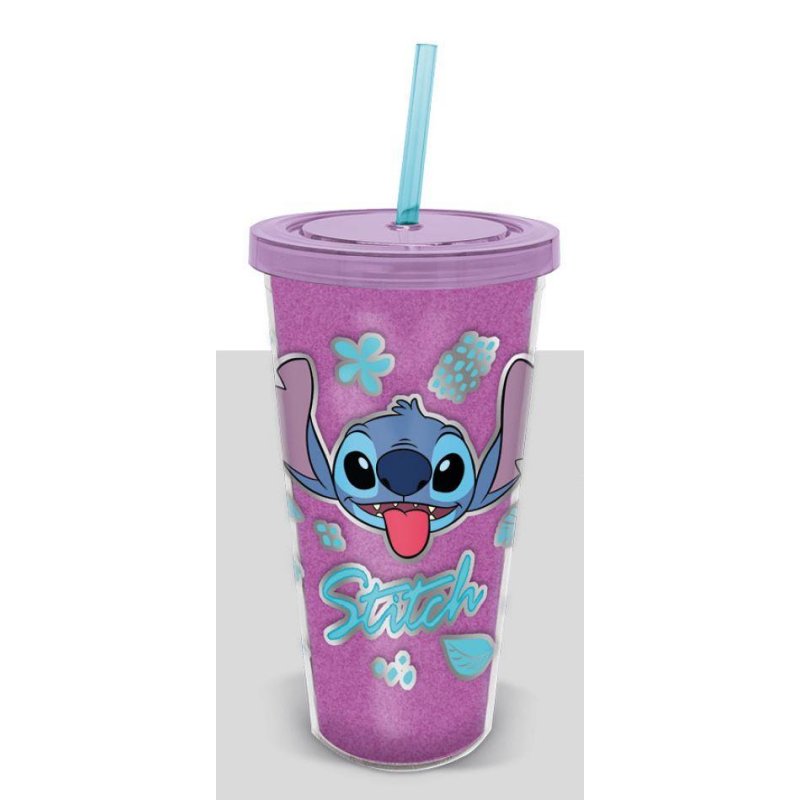 STITCH - Purple Glitter - Gobelet Fashion Paille - Format 560ml