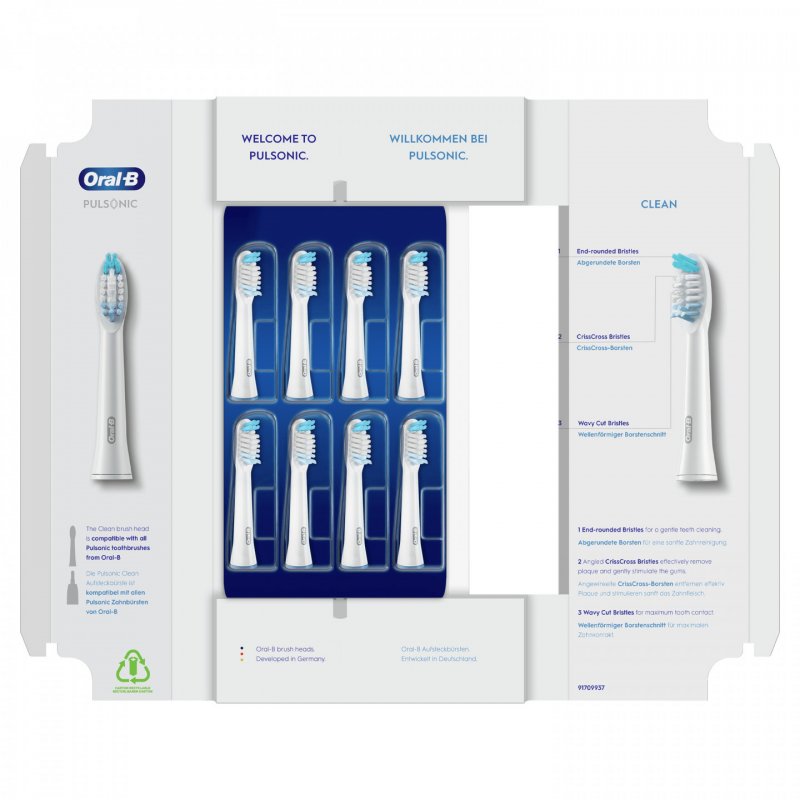 Oral-B Pulsonic Clean 81748491 toothbrush head 8 pc(s) White