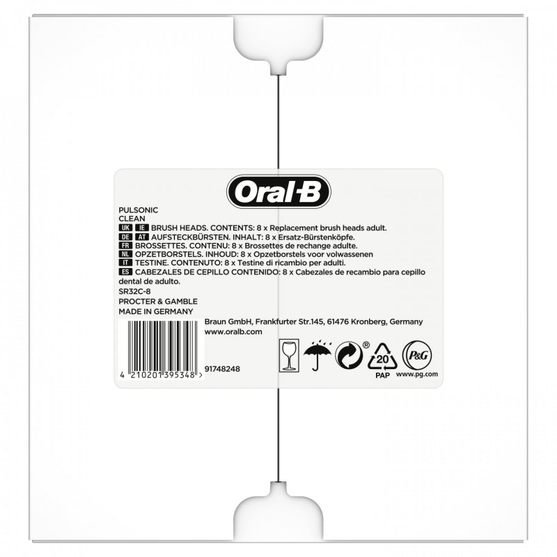 Oral-B Pulsonic Clean 81748491 toothbrush head 8 pc(s) White