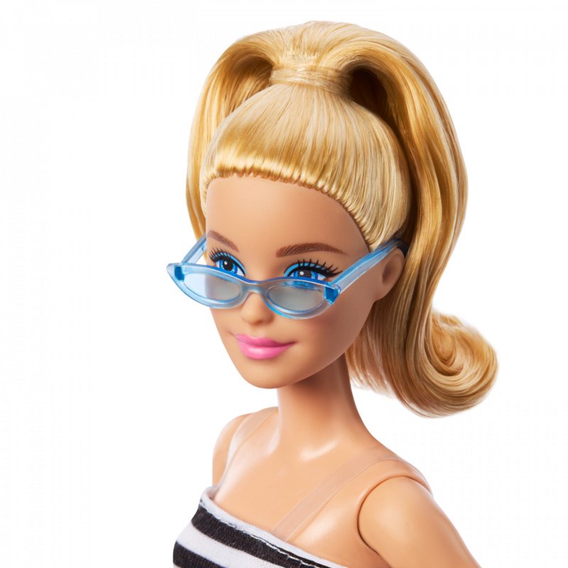 Barbie Fashionistas-Puppe mit schwarz-weißem Oberteil und pinkem Rock