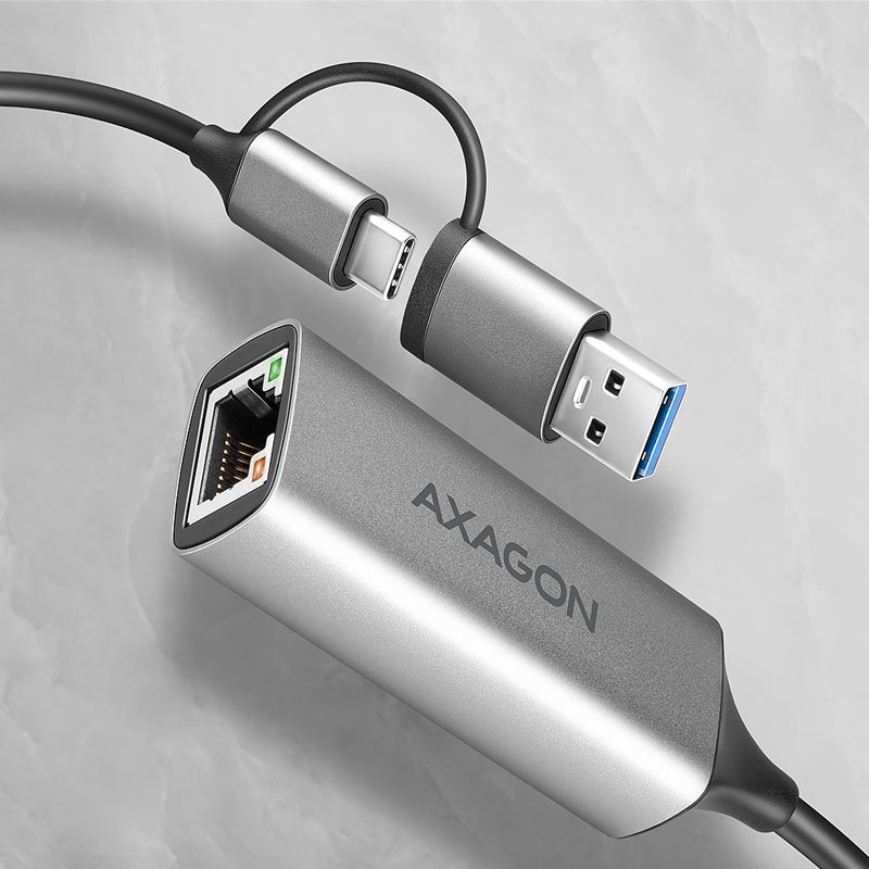 AXAGON ADE-TXCA Gigabit Ethernet Adapter, USB-C USB-A - titangrau