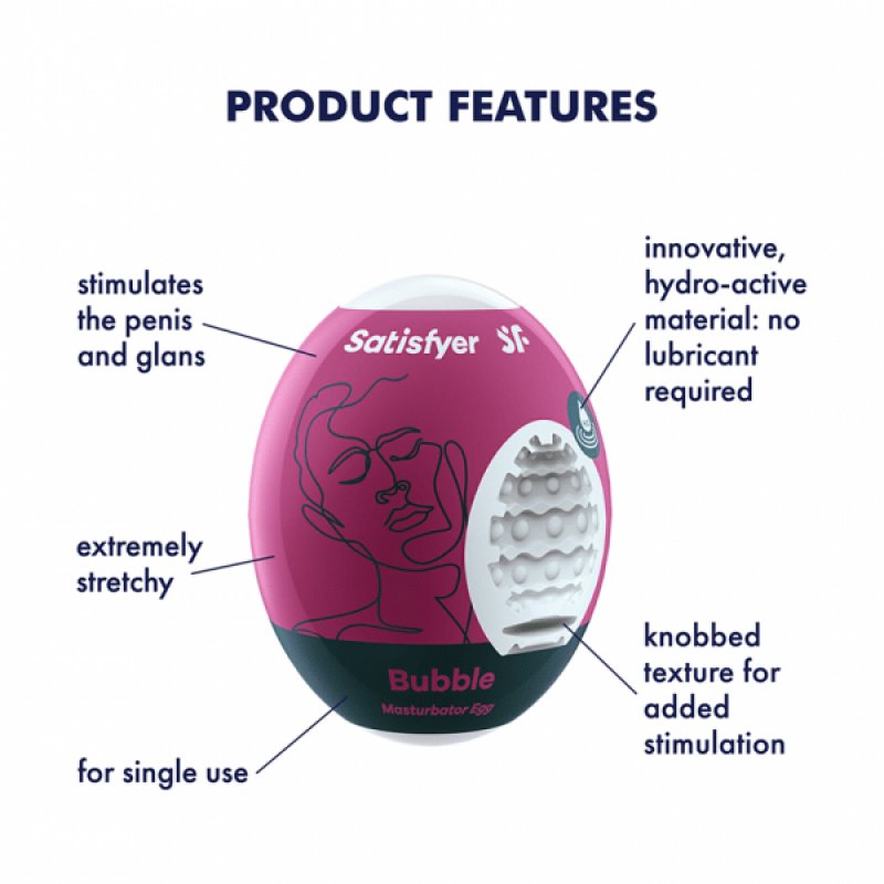 Satisfyer Masturbator Egg - Bubble Masturbateur d'œufs Élastomère thermoplastique (TPE)