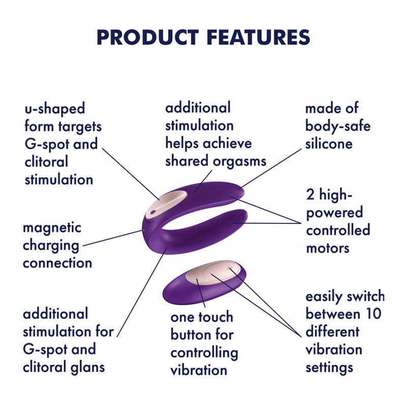 SATISFYER DOUBLE PLUS REMOTE VIBRADOR PURPURA MANDO A DISTANCIA 1UN