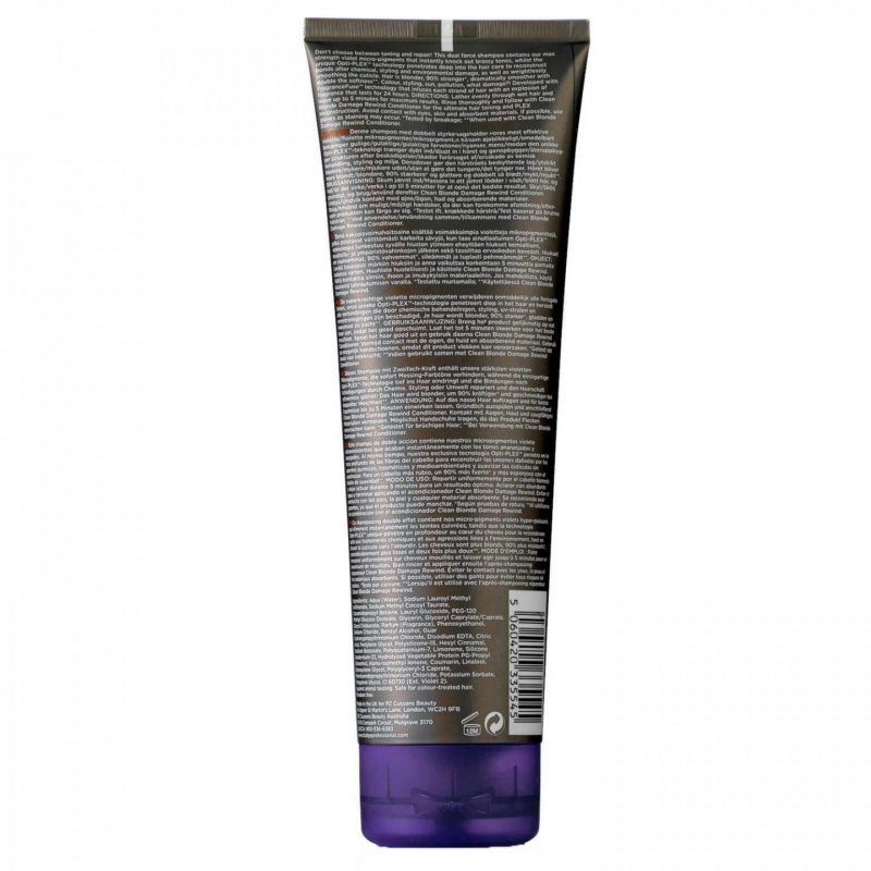Fudge Professional Clean Blonde Damage Rewind Purple Toning Shampoo 250ml Shampoing Professionnel Unisexe