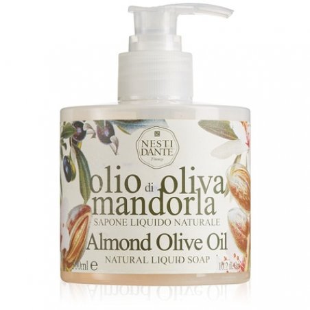 ALMOND &amp OLIVE OIL - washbasin &amp bath bottle with pump NATURAL LIQUID SOAP 300 ML