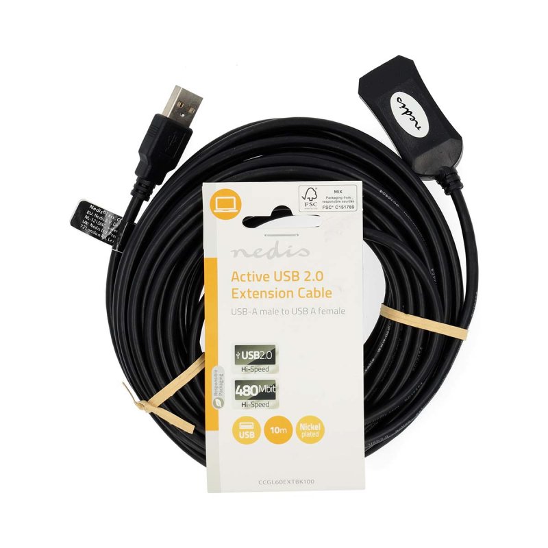 Nedis USB-Verlängerungskabel 10m USB-A Stecker | USB-A Buchse 480 Mbps | 10.0 m | Rund | Vernickelt | PVC | Kupfer |