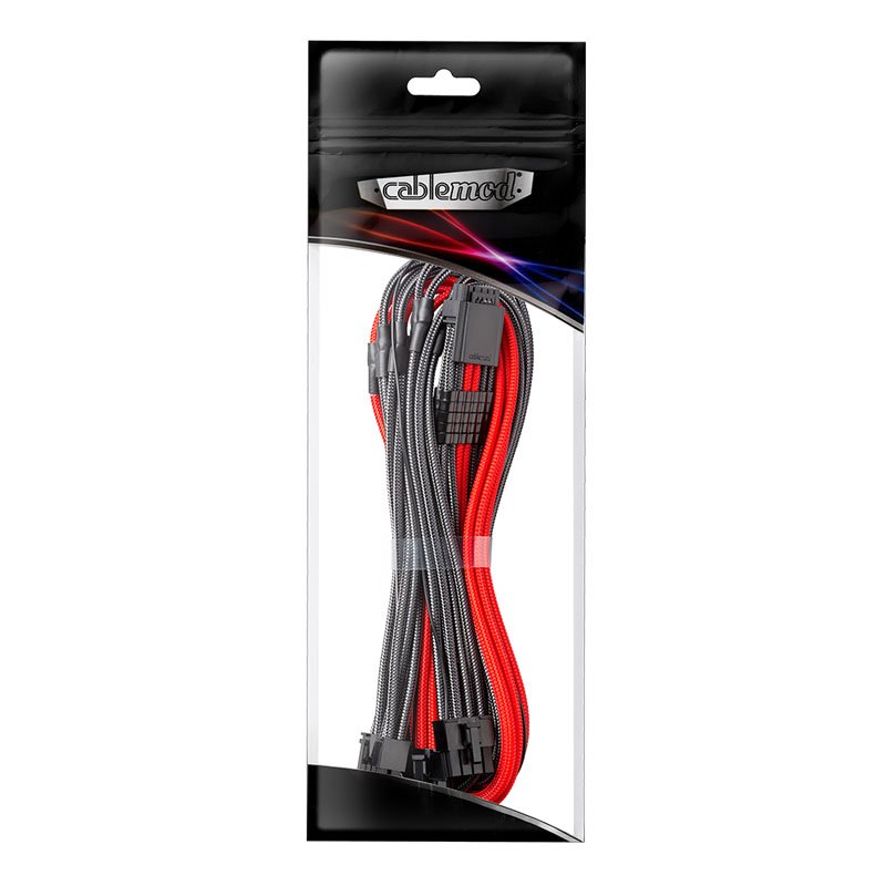 Cablemod PRO ModMesh RT 12VHPWR auf 3x PCI-e Kabel für ASUS/Seasonic/Phanteks - 60cm, carbon/rot