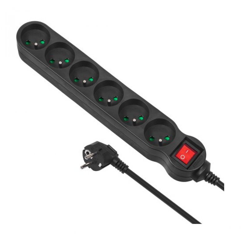 Maclean MCE225 multiprise 1,5 m 6 sortie(s) CA Intérieure Noir