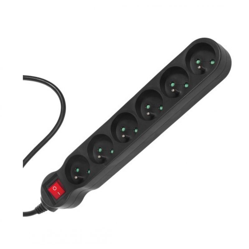 Multiprise 6 prises Maclean MCE225 Interrupteurs 1,50m (Noir)