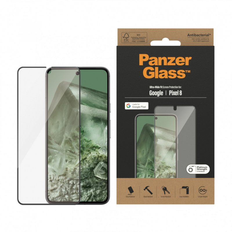 PanzerGlass - Screen Protector Google Pixel 8 - Ultra-Wide Fit