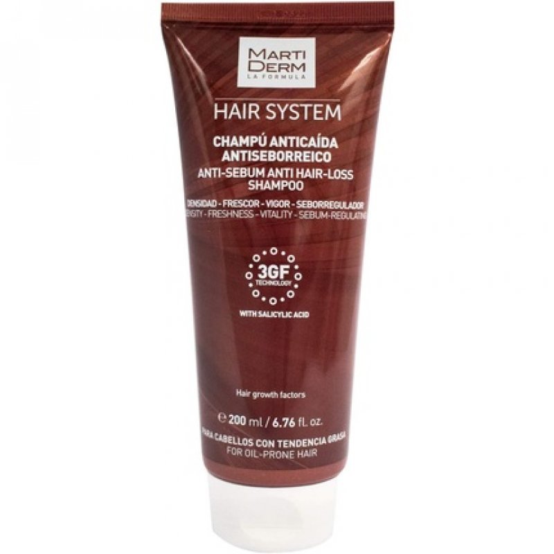 HAIR SYSTEM 3GF CHAMPU ANTICAIDA ANTISEBOR 200ML.