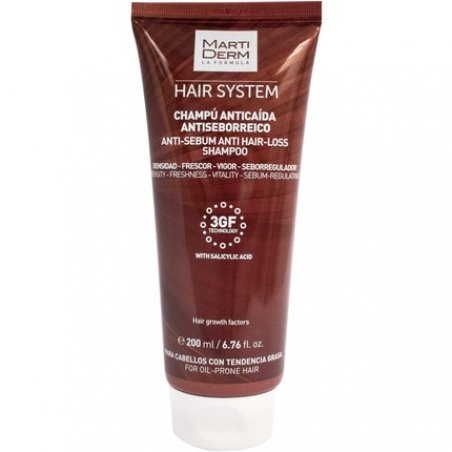 HAIR SYSTEM 3GF CHAMPU ANTICAIDA ANTISEBOR 200ML.