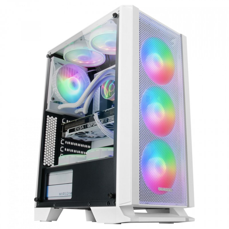 Boitier Moyen Tour ATX Mars Gaming MC-C RGB avec panneau vitré (Blanc)