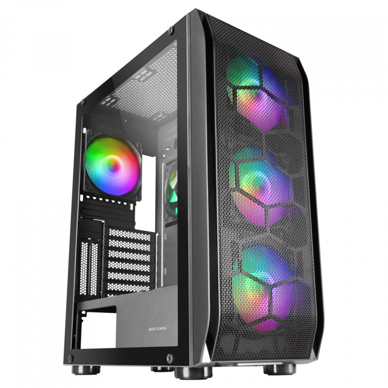 Mars Gaming MC-KX Black Premium E-ATX Gaming Tower FREEZER CPU System 5 Ultra-quiet ARGB Fans ARGB Controller and RF