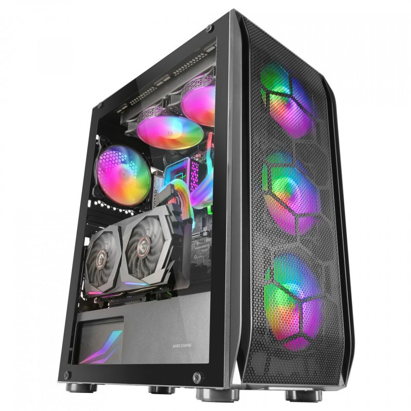 Mars Gaming MC-KX Black Premium E-ATX Gaming Tower FREEZER CPU System 5 Ultra-quiet ARGB Fans ARGB Controller and RF