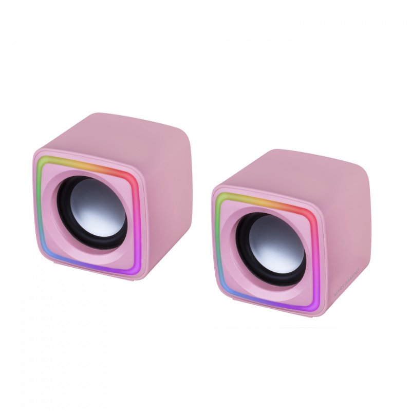 Mars Gaming MSCUBEP Pink Compact RGB Gaming Speakers 8W DSP Sound Processor