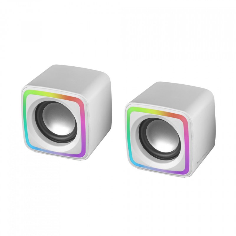Mars Gaming MSCUBEW White Compact RGB Gaming Speakers 8W DSP Sound Processor