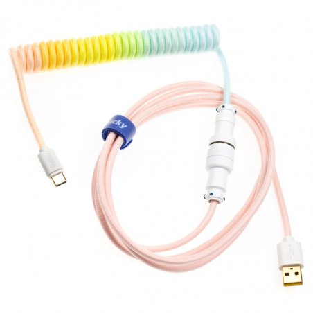 Ducky Premicord Cotton Candy Coiled Cable, USB Typ C auf Typ A - 1,8m